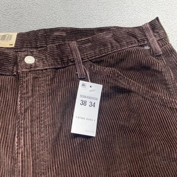 Levis 568 Loose Straight Carpenter Pants Brown Corduroy Workwear Size 38x34